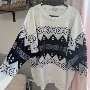 Cozy Black and White Patterned Sweater